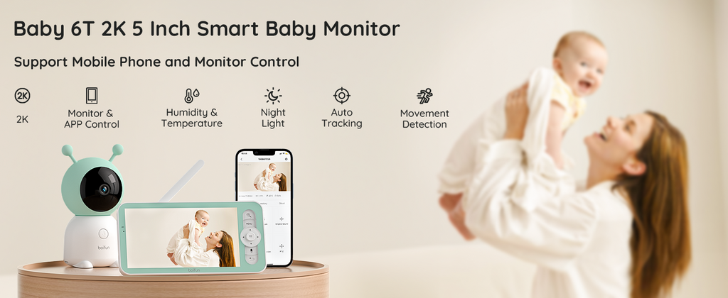 BOIFUN Baby 6T 720P Dual band Baby Monitor 5-inch Screen 2K WiFi Camera, Color Night Light, Bidirectional Voice, 3000mAh