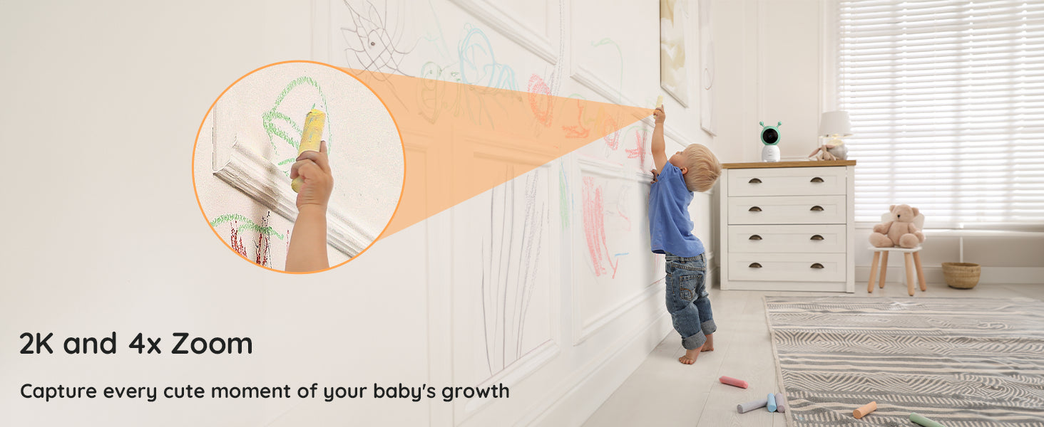 BOIFUN Baby 6T 720P Dual band Baby Monitor 5-inch Screen 2K WiFi Camera, Color Night Light, Bidirectional Voice, 3000mAh