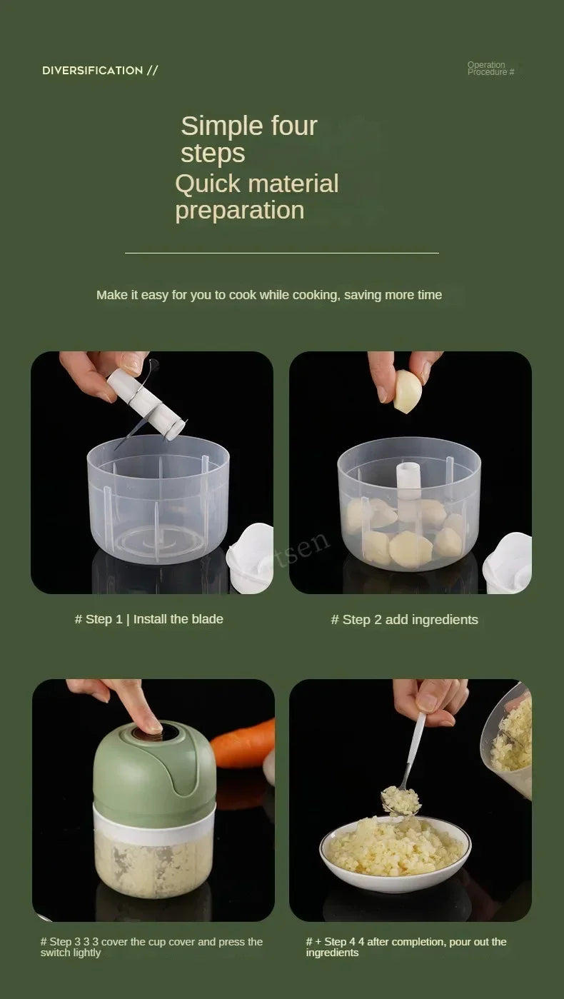 USB Portable Meat Grinder Vegetable Chopper for Kitchen Gadgets Electric Kitchen Food Chopper Mini Garlic Masher crusher
