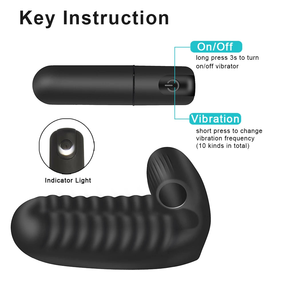 Silicone Finger Vibrator Sleeve for G-Spot & Clitoral Stimulation