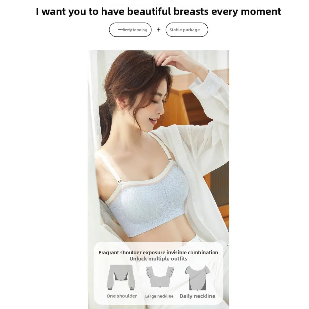 Lingerie Adjustable Wireless Bra Elastic Traceless Close-fitting Brassiere for Women Anti-sagging Shockproof Seamless Bras