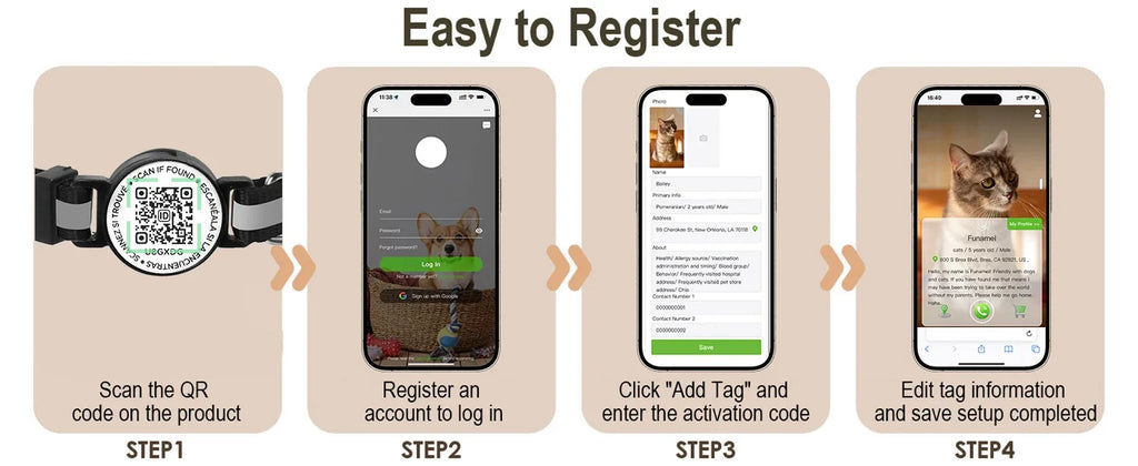 Reflective AirTag Cat Collar, Cat Tracker Collar with Air Tag Holder & QR Tag, Safety Cat GPS Collars for Girl Boy Cats, Kittens