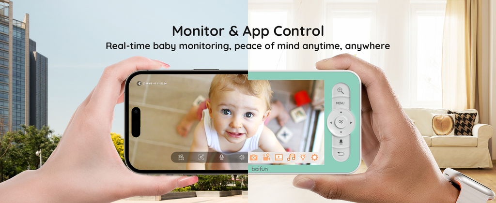BOIFUN Baby 6T 720P Dual band Baby Monitor 5-inch Screen 2K WiFi Camera, Color Night Light, Bidirectional Voice, 3000mAh