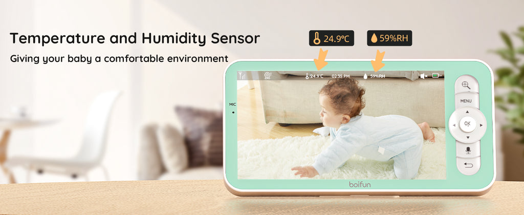 BOIFUN Baby 6T 720P Dual band Baby Monitor 5-inch Screen 2K WiFi Camera, Color Night Light, Bidirectional Voice, 3000mAh